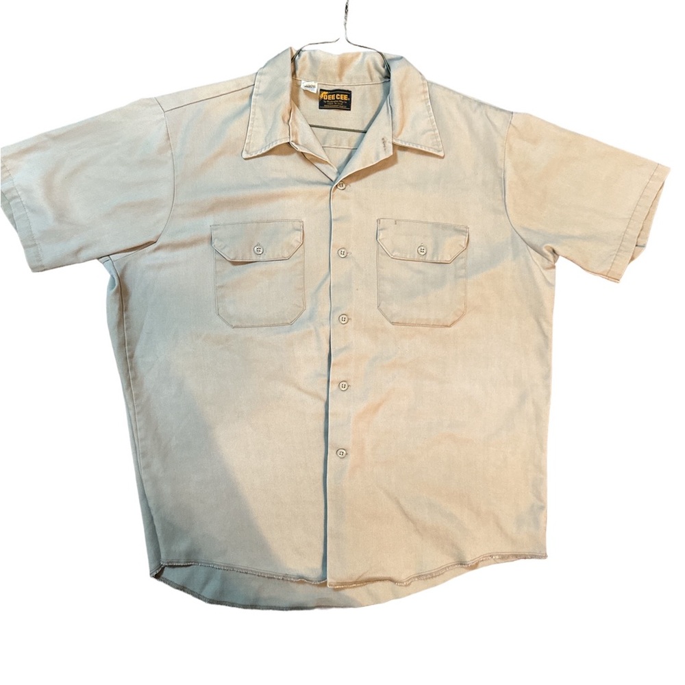 VINTAGE DEE CEE BRAND MEN WESTERN RANCHER COWBOY KHAKI Pearl snap SHIRT SZ 17 XL